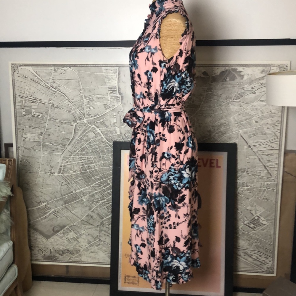 ERDEM SEBLA Floral Pink and Blue Sleeveless Dress Size 6 - Picture 10 of 16